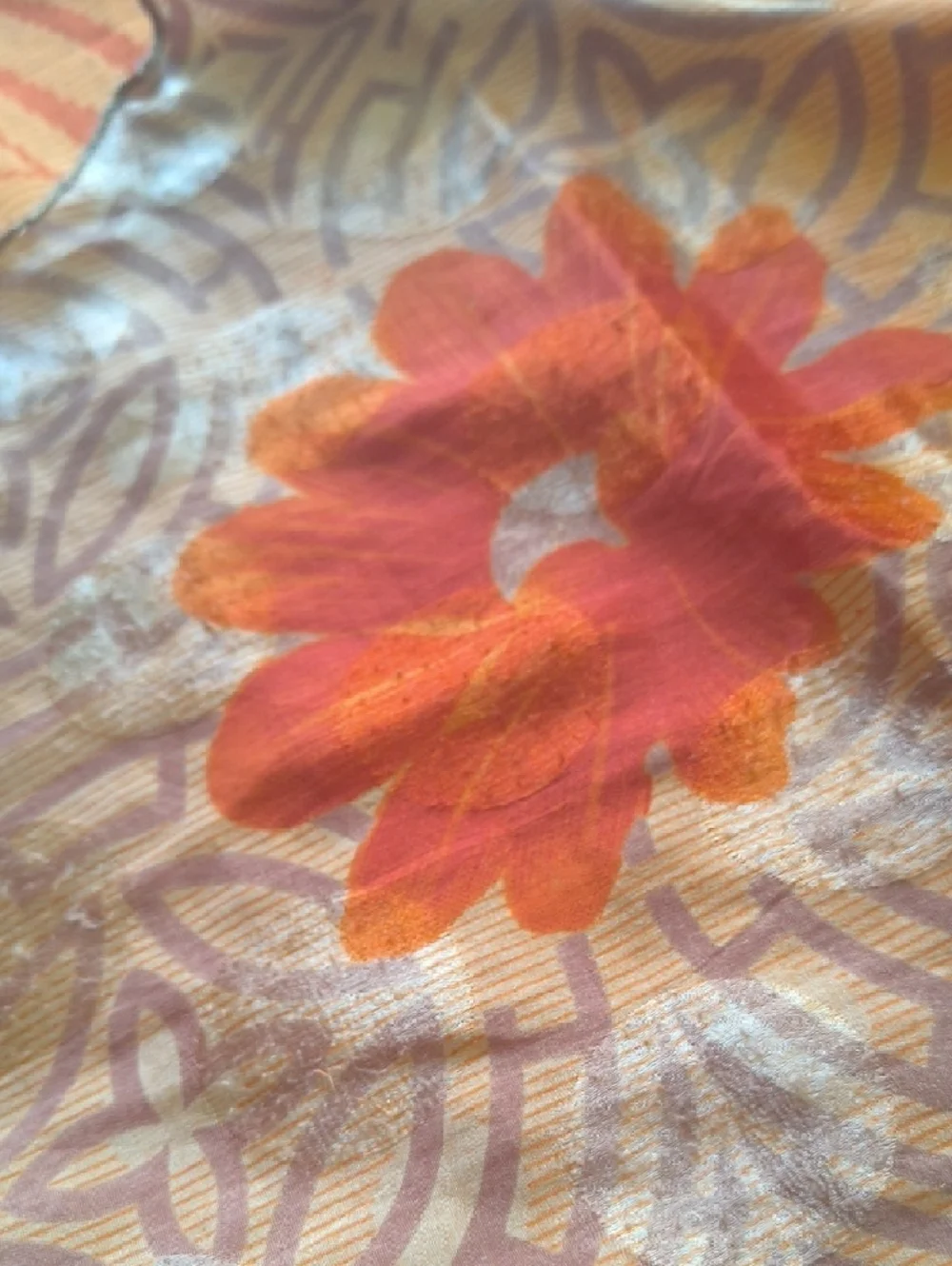 VINTAGE Silk Sari Reversible Wrap Skirt - Red & Orange - Darn Good Yarn - Picture 8 of 17